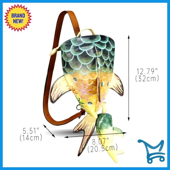 Genuine Leather Sling Backpack Convertible Crossbody Purse Whale Shark Shape main image 4